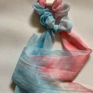 Scrunchie pink blue and stripes of shimmer